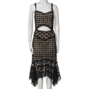 Alice + Olivia Black/Tan Lace Dress in Size 6